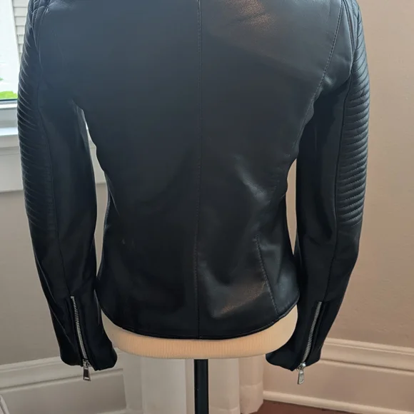 Zara Black Faux Leather Moto Jacket. - Picture 7 of 7